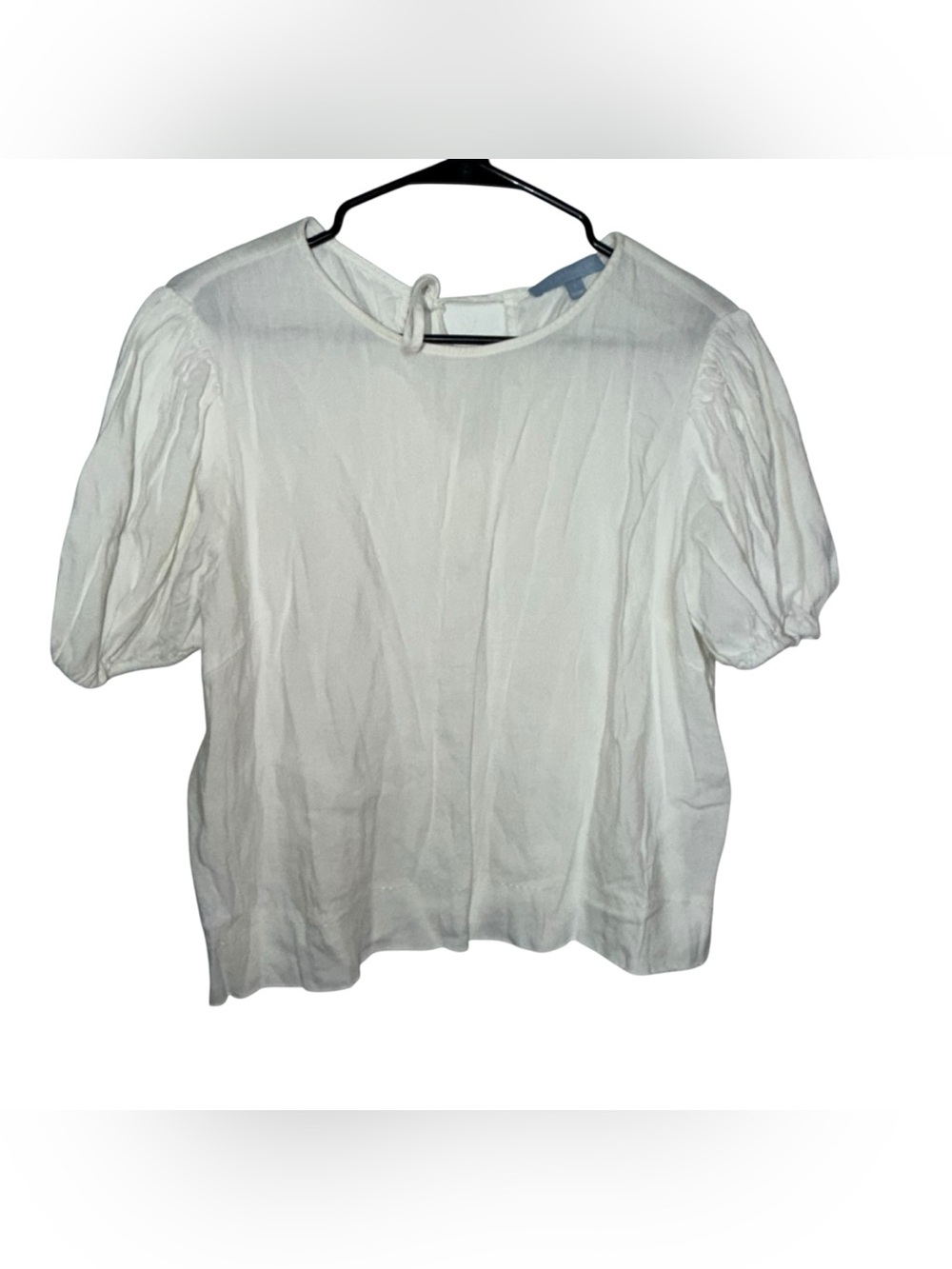 ANTONIO MELANI White Puff Sleeve Tie-Neck Blouse